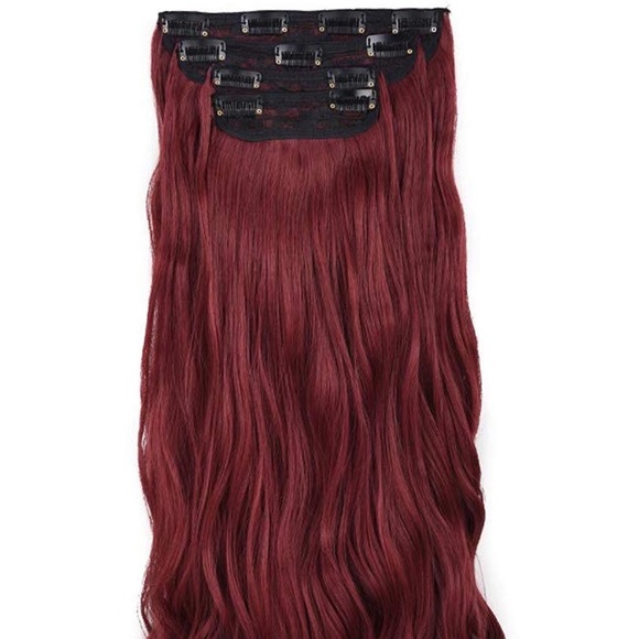 24” CURLY WINE RED 280 GRAMS  4 PEICE CLIP INS NWT - Picture 3 of 8